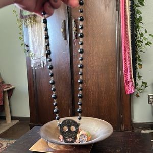 Beautiful rosary style Dia de las Muertes necklace